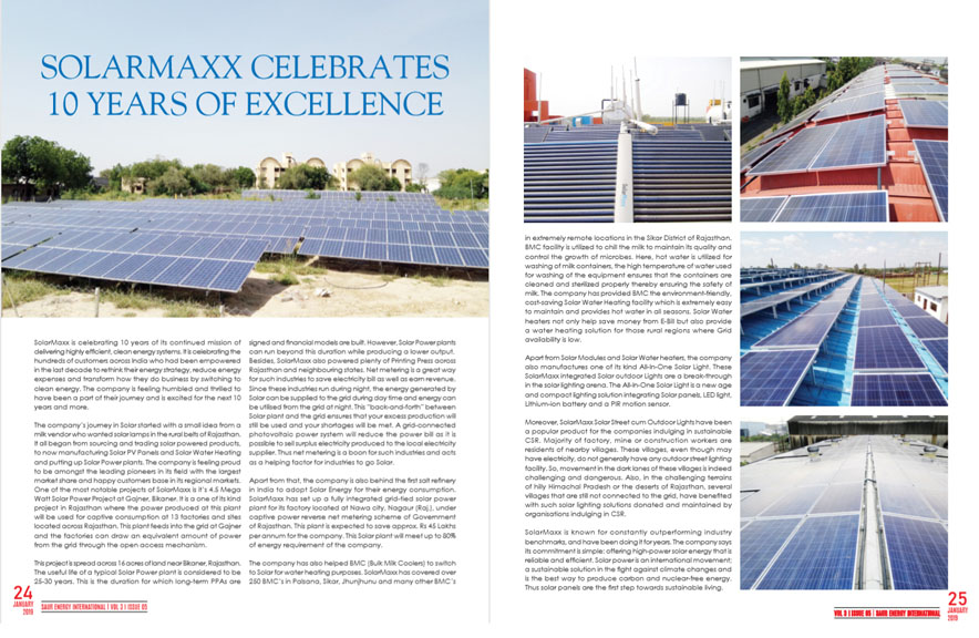 SolarMaxx press coverage: Saur Energy International 10 Years of SolarMaxx in India Ent