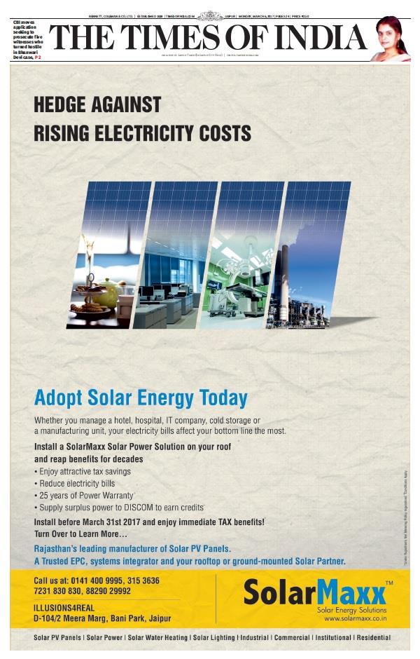 SolarMaxx coverage in Times of India